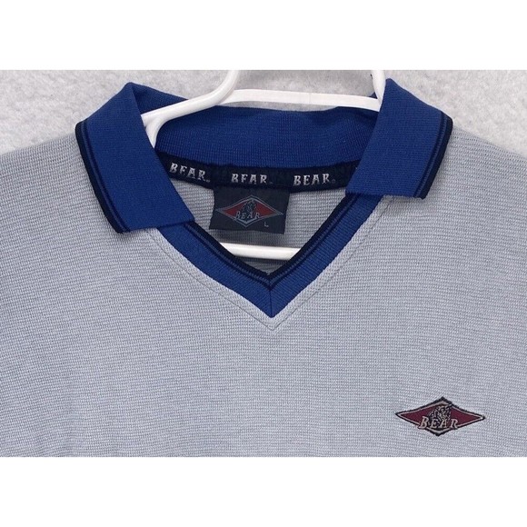 Bear Surf Shirt Men Size Large Logo Pull Over Top V Neck Grey Vintage 1990's - Picture 7 of 10